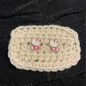 Hello Kitty Pink and Silver Earrings